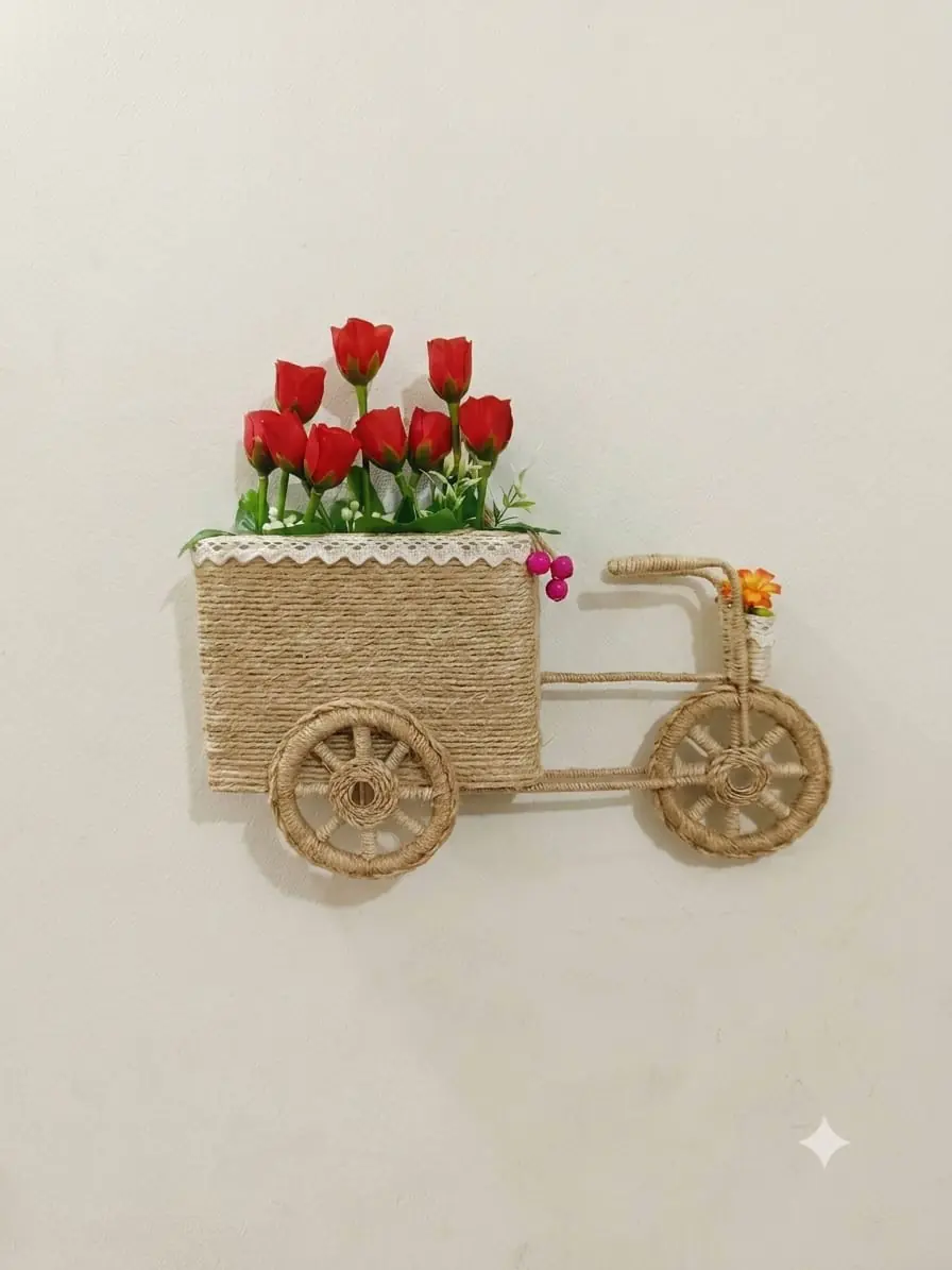 Handmade Jute (Bicycle Flower) Wall Hanging