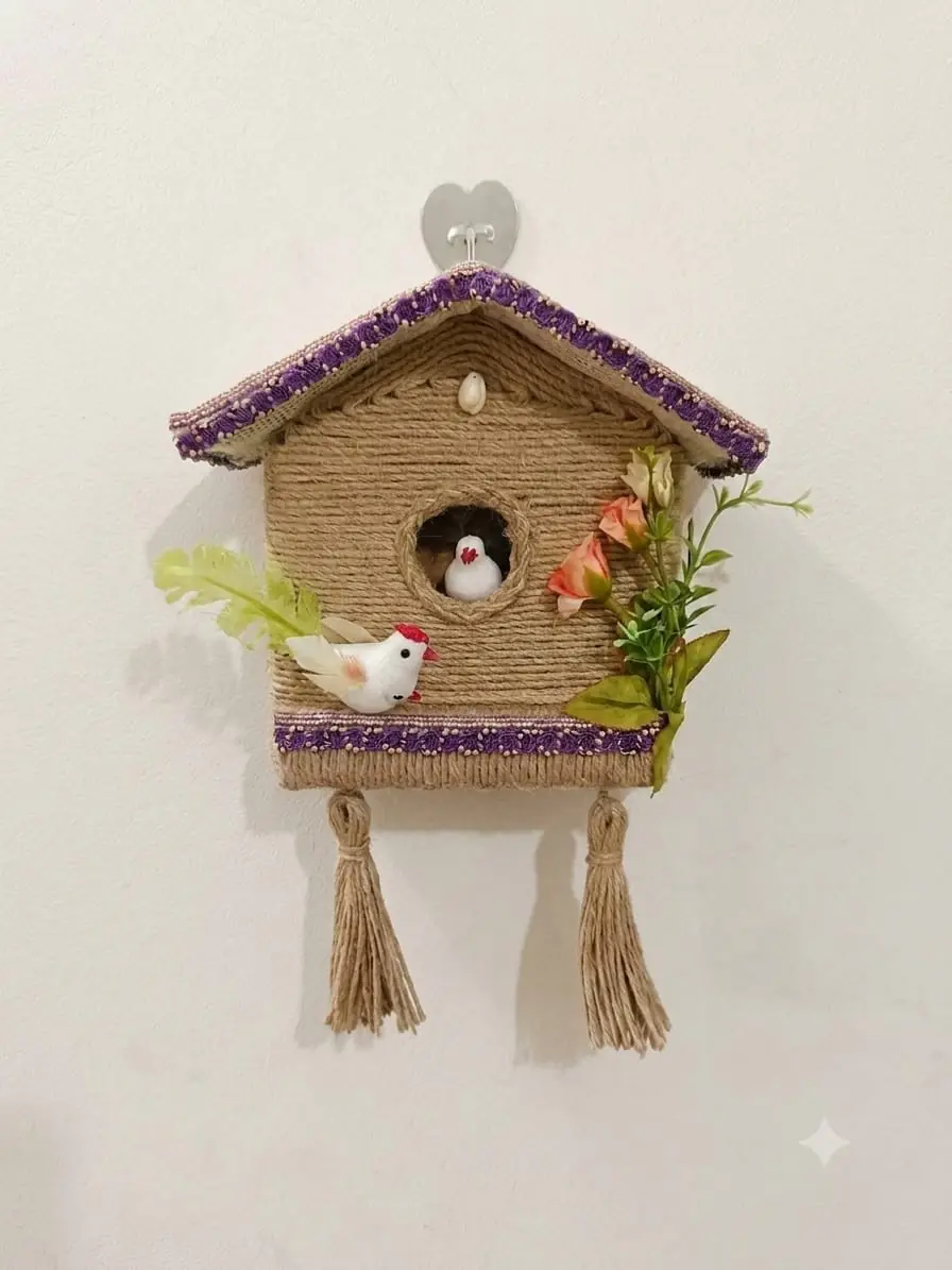  Handmade (Jute Bird House) Wall Hanging