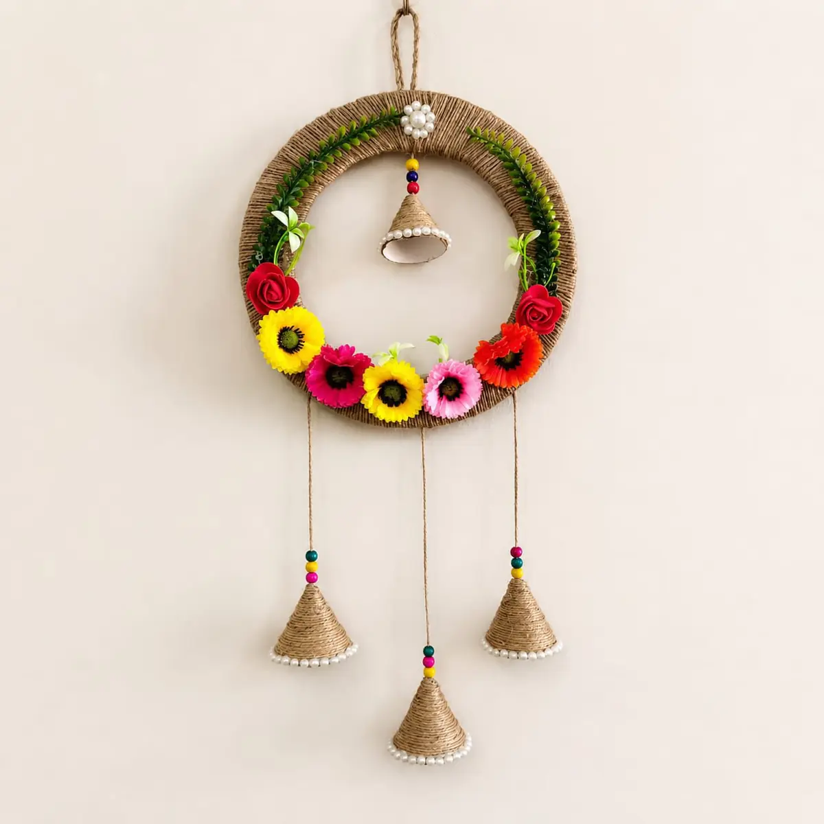 Handmade Jute (Floral Bell) Wall Hanging
