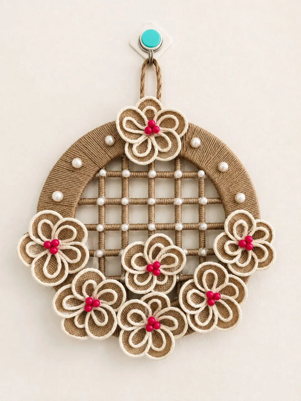 Handmade Jute (Floral Lattice Wall Hanging)