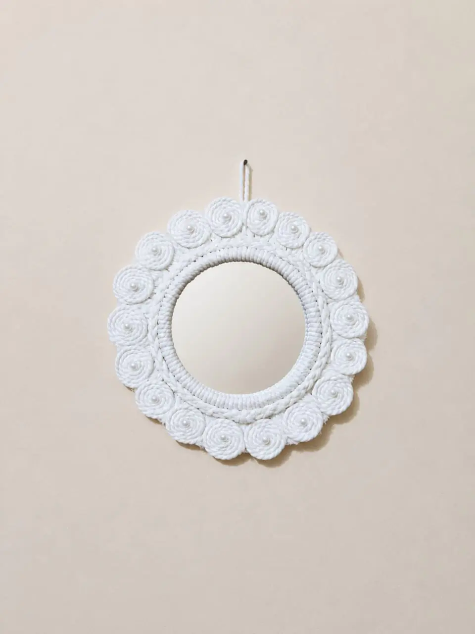 Jute Floral (Round Mirror) Wall Hanging