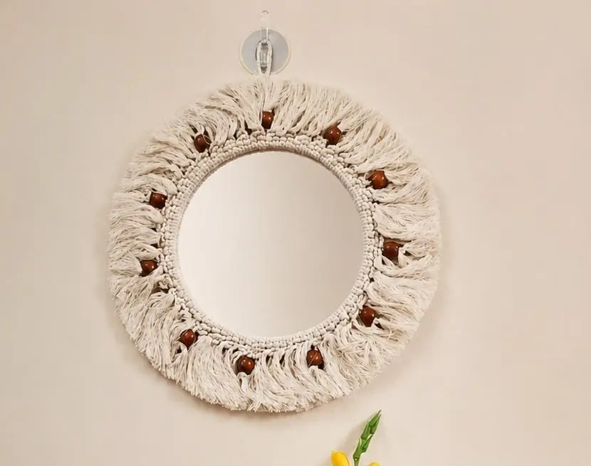 White Macramé (Fringe Mirror)